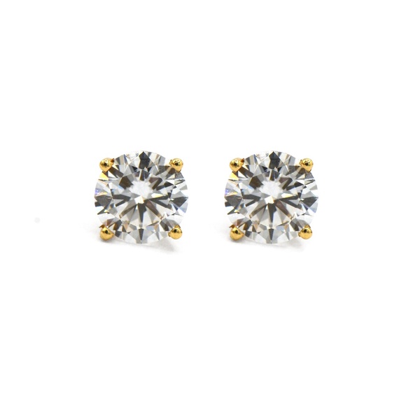 14k Yellow Gold Lab Grown Diamond Stud Earrings - Picture 1 of 2